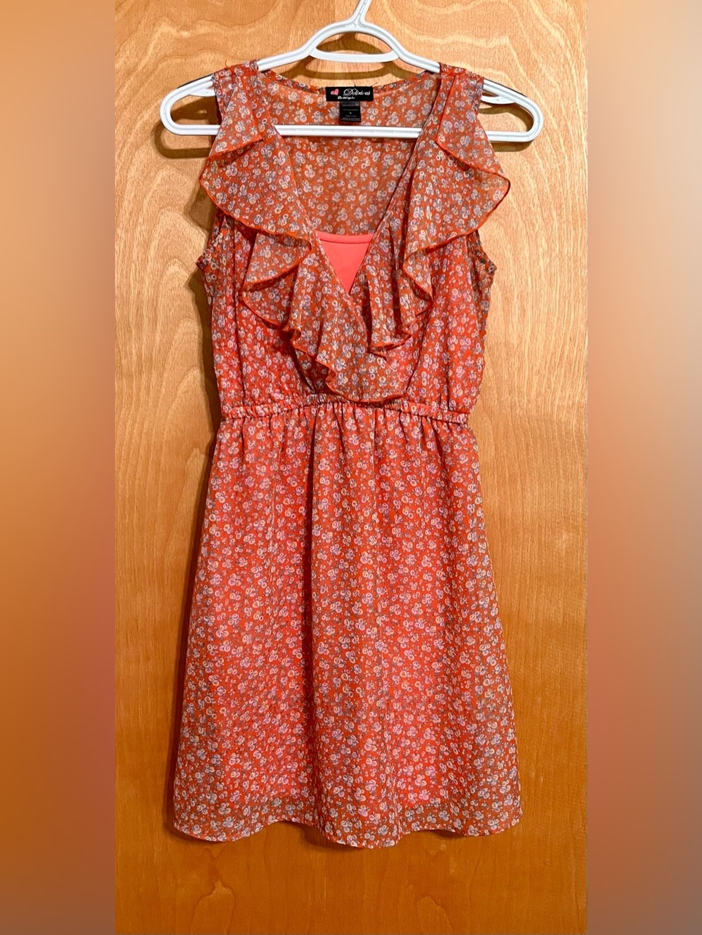 Delirious Brand Flowy Coral/Pink Summer Dress w/ Floral Print Size Small